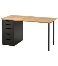 Mẫu bàn Ikea màu đen 2 hộc kéo 