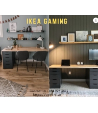 Mẫu bàn Ikea màu đen 2 hộc kéo 