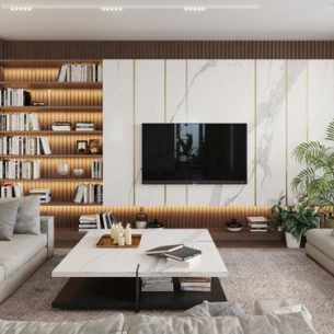 Nội thất phòng khách kệ tivi kết hợp