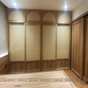Tủ áo cửa lùa kết hơp cánh mây